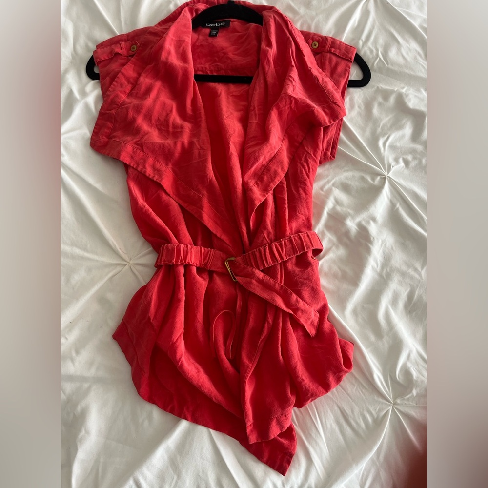 Bebe Vibrant Red Sleeveless Blouse